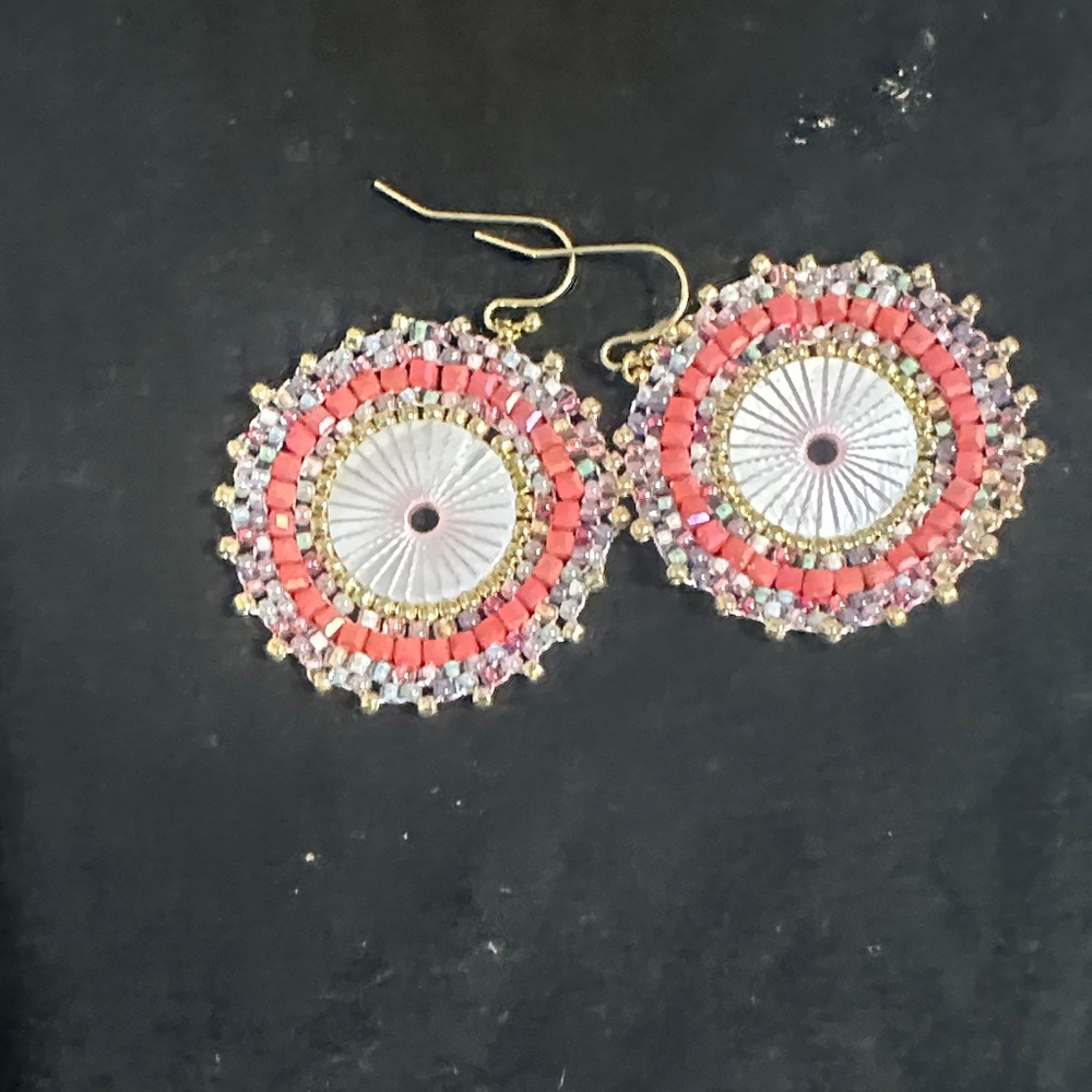 Elegant Pink and Gold Beaded Earrings